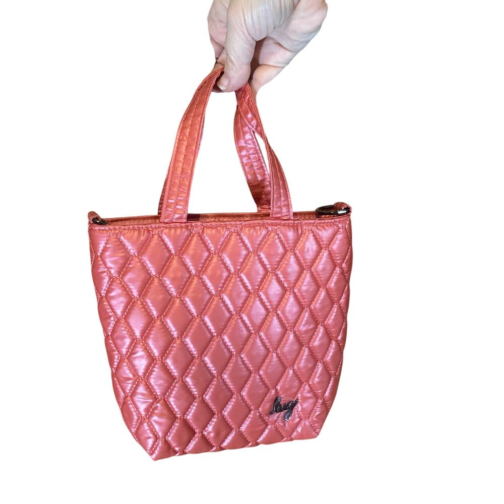 Lug Tip Toe Small Quilted Handbag RFID Crossbody Strap Melon Coral pink purse